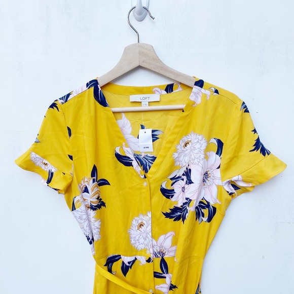 NWT Ann Taylor LOFT Yellow Floral Bouquet Dress - Picture 6 of 8